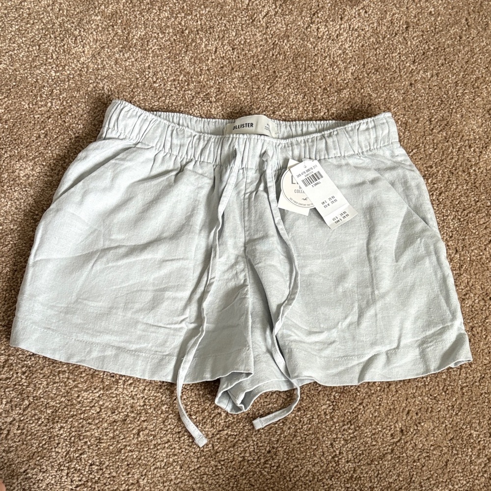 Hollister Women's Linen Blend Light Blue/Gray Shorts